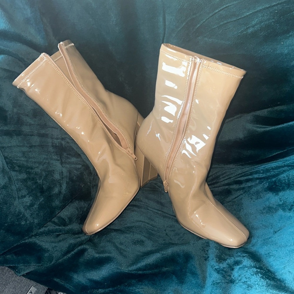 Coutgo square toe mid calf go go boots